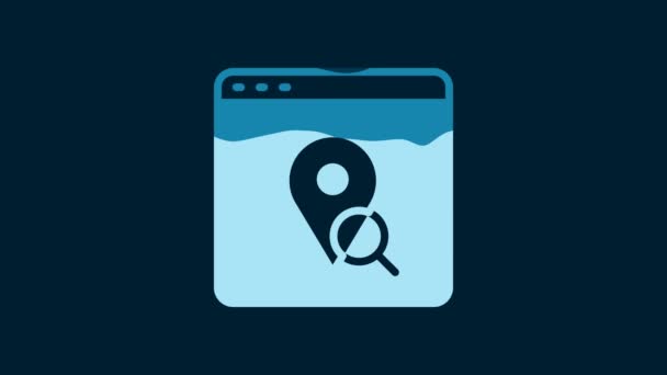 Λευκό Infographic Της Πόλης Χάρτη Πλοήγησης Εικονίδιο Απομονώνονται Μπλε Φόντο — Αρχείο Βίντεο