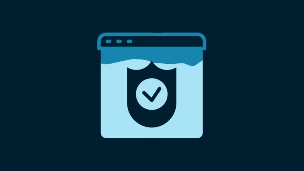White Browser Shield Icon Isolated Blue Background Security Safety Protection — Stok video