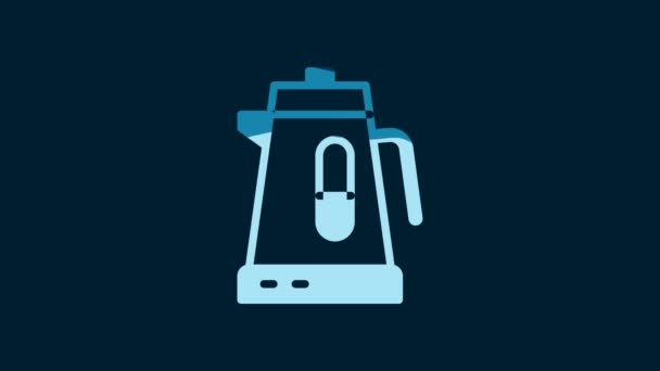 White Electric Kettle Icon Isolated Blue Background Teapot Icon Video — Stock Video