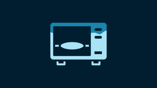 White Microwave Oven Icon Isolated Blue Background Home Appliances Icon — Vídeo de stock