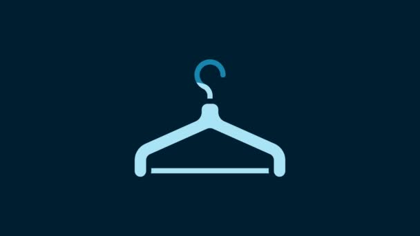 White Hanger Wardrobe Icon Isolated Blue Background Cloakroom Icon Clothes — Stockvideo