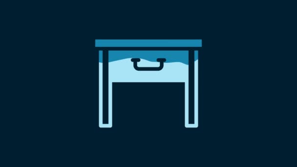 Vit Möbler Nattduksbord Ikon Isolerad Blå Bakgrund Video Motion Grafisk — Stockvideo
