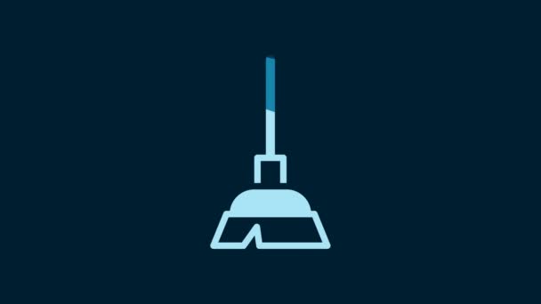 White Handle Broom Icon Isolated Blue Background Cleaning Service Concept — Stock videók
