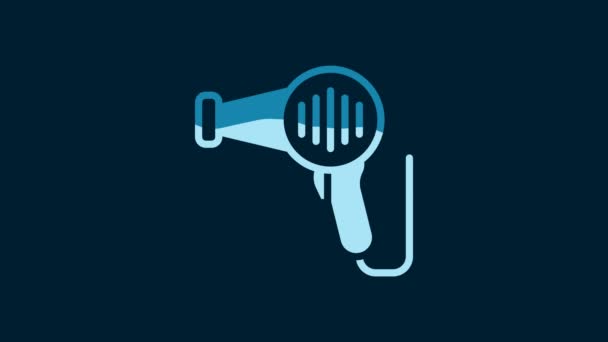 White Hair Dryer Icon Isolated Blue Background Hairdryer Sign Hair — Stock video