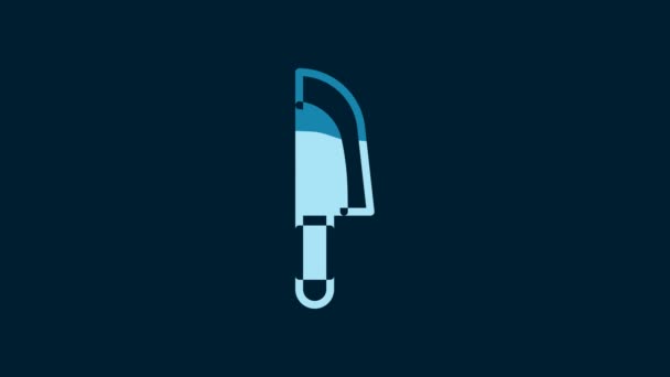 White Knife Icon Isolated Blue Background Cutlery Symbol Video Motion — Video Stock
