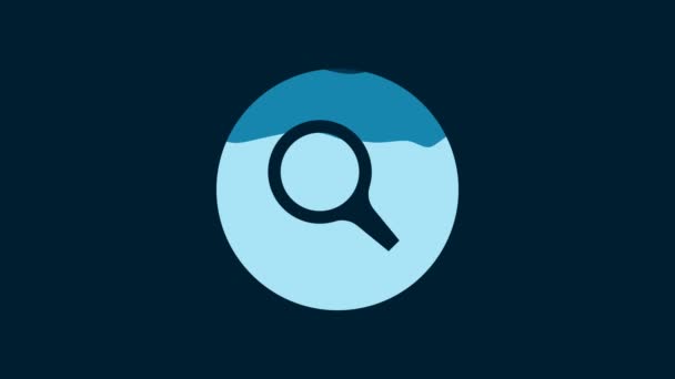 White Magnifying Glass Icon Isolated Blue Background Search Focus Zoom — Wideo stockowe