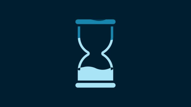 White Old Hourglass Flowing Sand Icon Isolated Blue Background Sand — 비디오