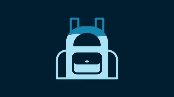 White School Backpack Icon Isolated Blue Background Video Motion Graphic — Stock videók