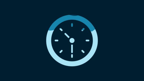 White Clock Icon Isolated Blue Background Time Symbol Video Motion — Stock videók