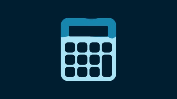 White Calculator Icon Isolated Blue Background Accounting Symbol Business Calculations — Stockvideo