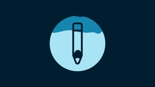 White Pencil Icon Isolated Blue Background Drawing Educational Tools School — Wideo stockowe