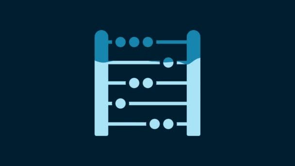 White Abacus Icon Isolated Blue Background Traditional Counting Frame Education — Wideo stockowe