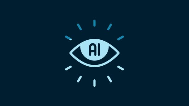 White Artificial Intelligence Icon Isolated Blue Background Machine Learning Cloud — Wideo stockowe