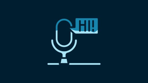 White Microphone Voice Device Icon Isolated Blue Background Microphone Interpreter — Stock video