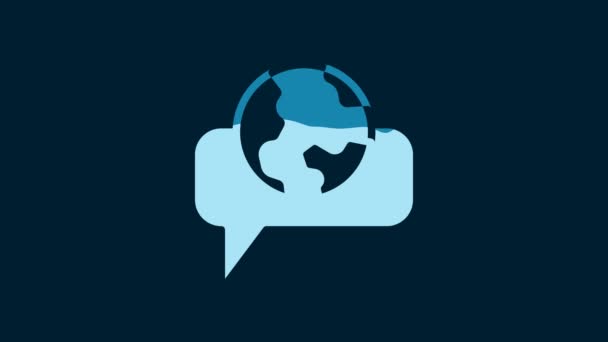 White Learning Foreign Languages Icon Isolated Blue Background Translation Language — Stockvideo