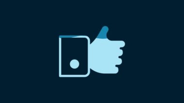 White Hand like icon isolated on blue background. 4K Video motion graphic animation.