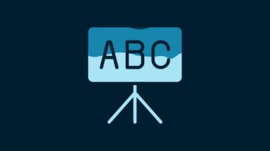 White Chalkboard icon isolated on blue background. School Blackboard sign. 4K Video motion graphic animation.