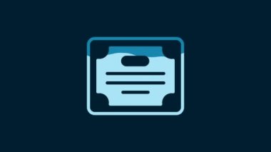 White Certificate template icon isolated on blue background. Achievement, award, degree, grant, diploma concepts. 4K Video motion graphic animation.