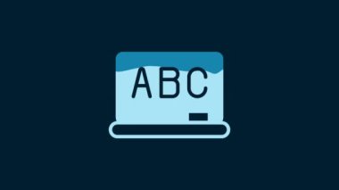 White Chalkboard icon isolated on blue background. School Blackboard sign. 4K Video motion graphic animation.