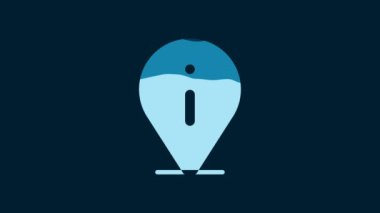 White Information icon isolated on blue background. 4K Video motion graphic animation.