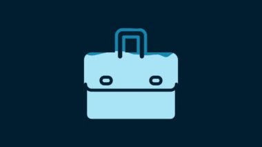 White Briefcase icon isolated on blue background. Business case sign. Business portfolio. 4K Video motion graphic animation.