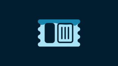White Circus ticket icon isolated on blue background. Amusement park. 4K Video motion graphic animation.
