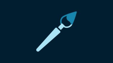 White Paint brush icon isolated on blue background. 4K Video motion graphic animation.