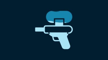White Water gun icon isolated on blue background. 4K Video motion graphic animation.