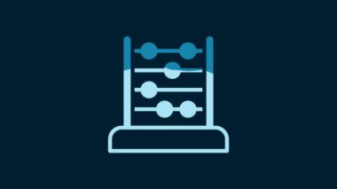 White Abacus icon isolated on blue background. Traditional counting frame. Education sign. Mathematics school. 4K Video motion graphic animation.