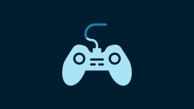 White Gamepad icon isolated on blue background. Game controller. 4K Video motion graphic animation.