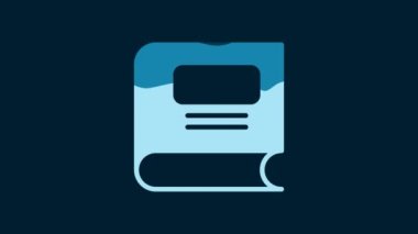 White Book icon isolated on blue background. 4K Video motion graphic animation.