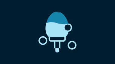White Racket for playing table tennis icon isolated on blue background. 4K Video motion graphic animation.