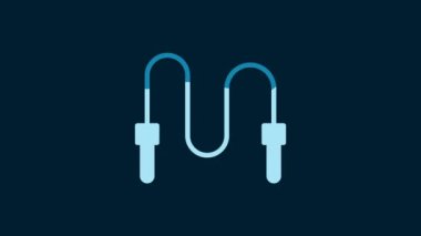 White Jump rope icon isolated on blue background. Skipping rope. Sport equipment. 4K Video motion graphic animation.
