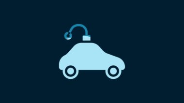 White Radio controlled car toy icon isolated on blue background. Control remote car toy. 4K Video motion graphic animation.