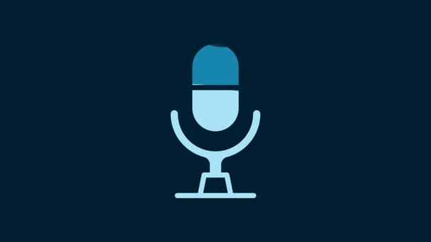 White Microphone Voice Device Icon Isolated Blue Background Microphone Interpreter — Vídeos de Stock