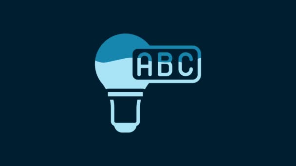White Creative Lamp Light Idea Icon Isolated Blue Background Concept — Wideo stockowe