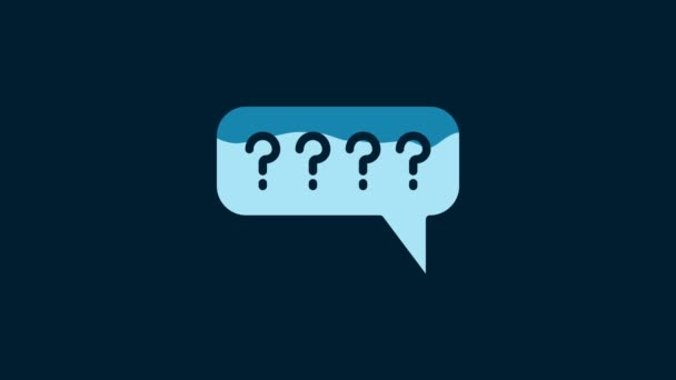 White Speech Bubbles Question Icon Isolated Blue Background Faq Sign — Vídeo de stock