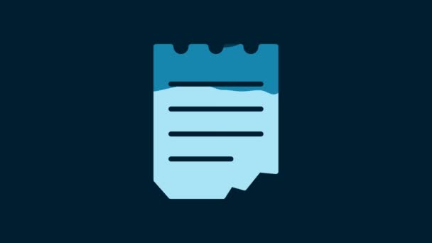 Ікона White Notebook Ізольована Синьому Тлі Спіральна Ікона Блокноту Шкільний — стокове відео