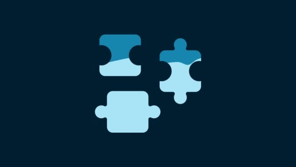 White Puzzle Pieces Toy Icon Isolated Blue Background Video Motion — Wideo stockowe