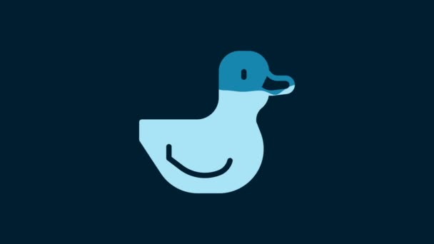 White Rubber Duck Icon Isolated Blue Background Video Motion Graphic — Stock Video