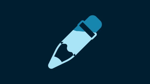 White Pencil Eraser Icon Isolated Blue Background Drawing Educational Tools — Vídeo de Stock