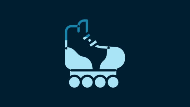 White Roller Skate Icon Isolated Blue Background Video Motion Graphic — Stock Video