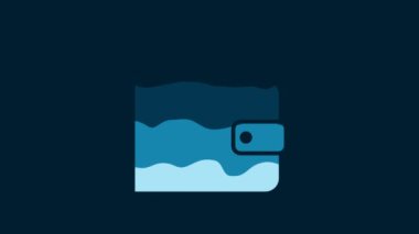 White Wallet icon isolated on blue background. 4K Video motion graphic animation.