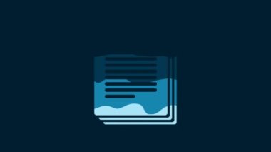 White Document icon isolated on blue background. File icon. Checklist icon. Business concept. 4K Video motion graphic animation.