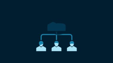 White Referral marketing icon isolated on blue background. Network marketing, business partnership, referral program strategy. 4K Video motion graphic animation.