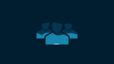 White Users group icon isolated on blue background. Group of people icon. Business avatar symbol - users profile icon. 4K Video motion graphic animation.