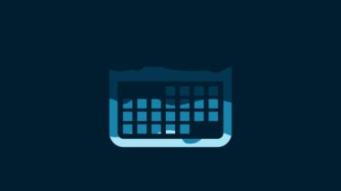 White Calendar icon isolated on blue background. 4K Video motion graphic animation.