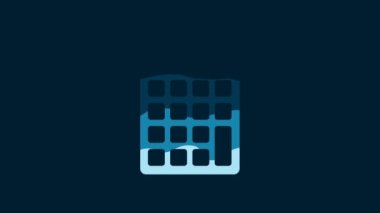 White Calculator icon isolated on blue background. Accounting symbol. Business calculations mathematics education and finance. 4K Video motion graphic animation.