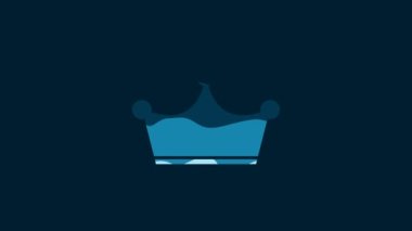 White Crown icon isolated on blue background. 4K Video motion graphic animation.