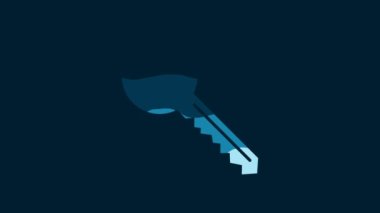 White Key icon isolated on blue background. 4K Video motion graphic animation.